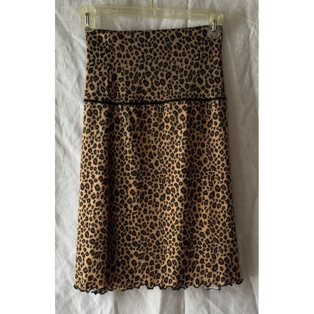 Womens Leopard Print Sleeveless Top Dress‎ Skirt Flowy Animal Print Blouse Brown